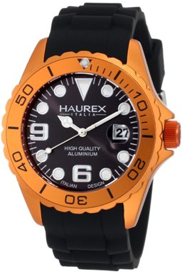 Haurex Mens 1K374UON INK Orange Aluminum Diver Watch 